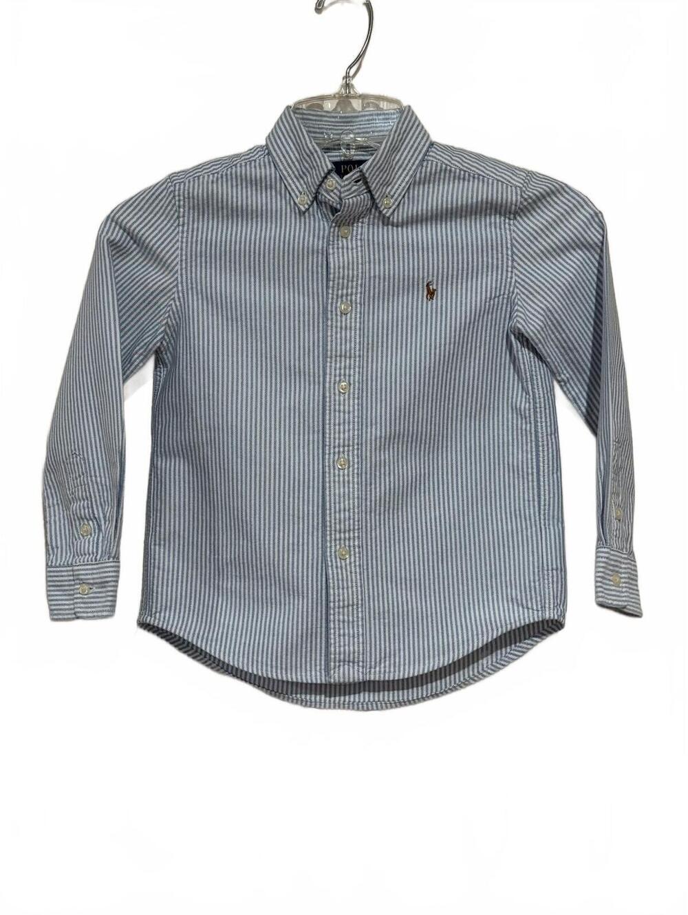 Polo Ralph Lauren Boys' Button-Up Dress Shirt Size 5 Blue and White Striped